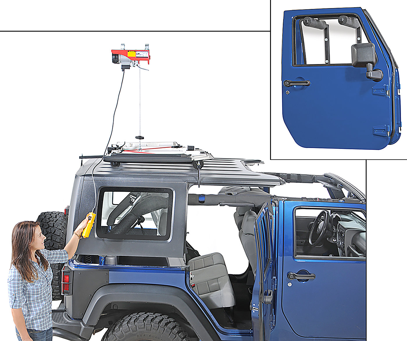 Lange Originals Power Hoist-a-Top u0026 Door Hanger Combo for 07-18 Jeep  Wrangler Unlimited JK